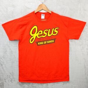 Vintage Jesus Sweet Savior King Of Kings Shirt Mens Large Orange Reese’s Parody
